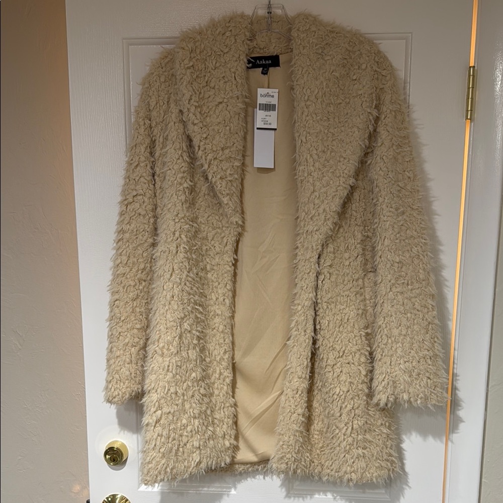 Women's Beige Faux Fur Jacket